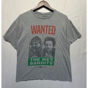 Home Alone T Shirt Mens L Gray Wanted‎ The Wet Bandits Harry Lime Marv Murchins